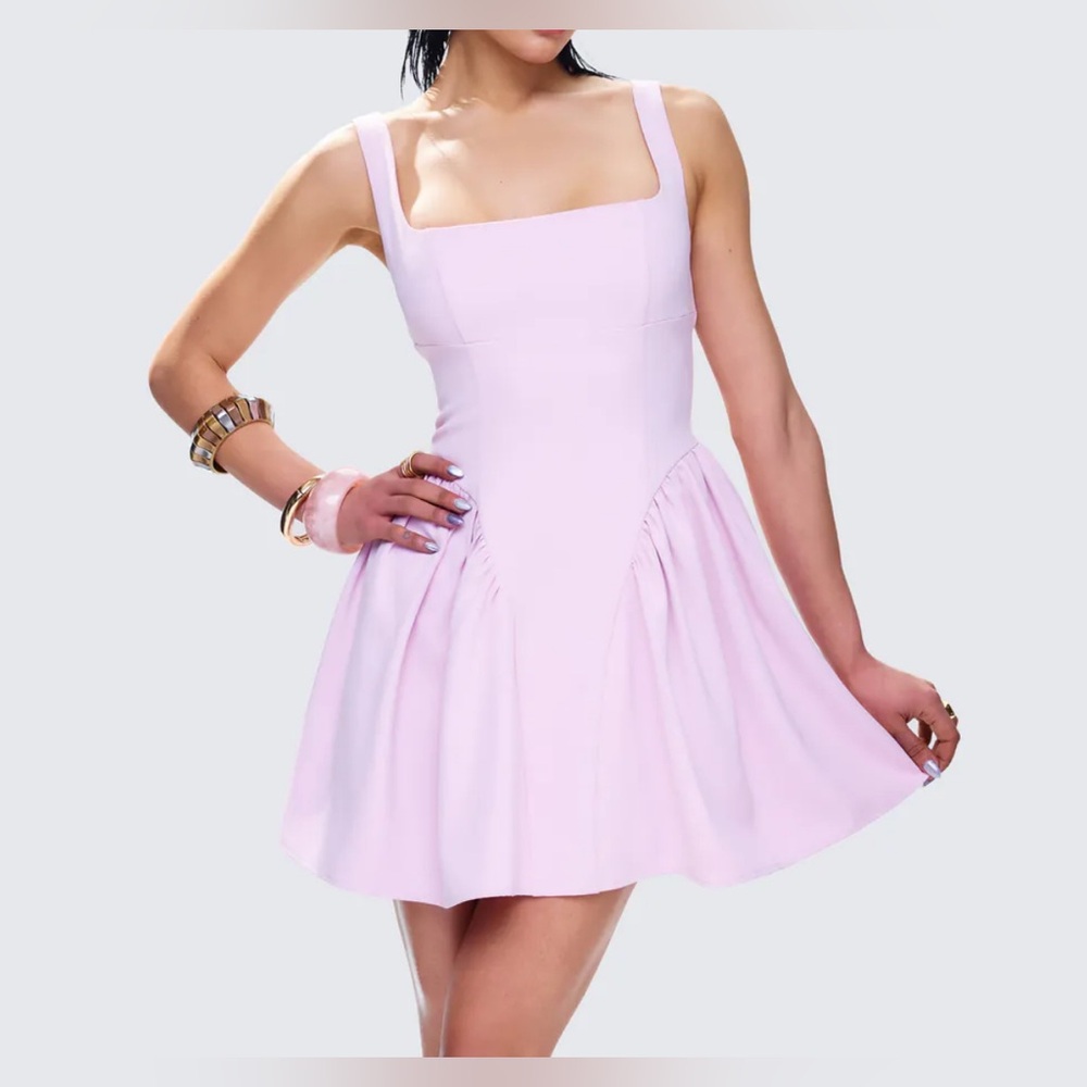 Finesse Pink Emi Bow Mini Dress Women’s Size 1X Sleeveless Tie Party Zip Back - Picture 1 of 16